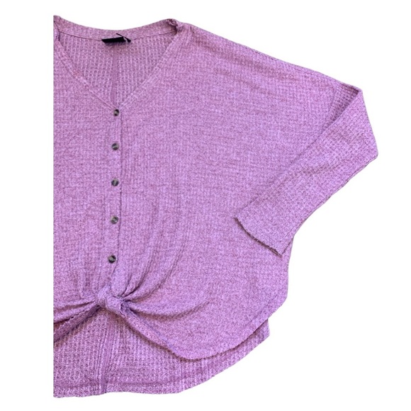URBAN OUTFITTERS Out From Under JoJo Waffle Knit Thermal Top W Tie Front Pink S - Picture 5 of 11